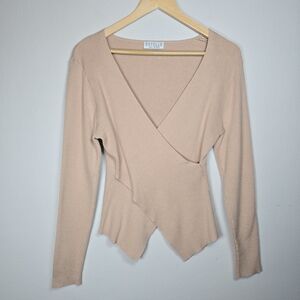 Estelle Women's Ribbed Cropped Sweater V-Neck 2X Stretch Classy Chic Feminine